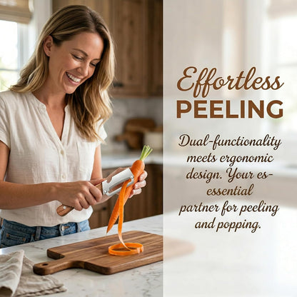 2026New Multi-function Vegetable Peeler, Kitchen Multi-function Stainless Steel Thickened Fruit Peeler Knife with Wooden Handle 2-1Suitable for Peeling Vegetable Fruits (2PCS)