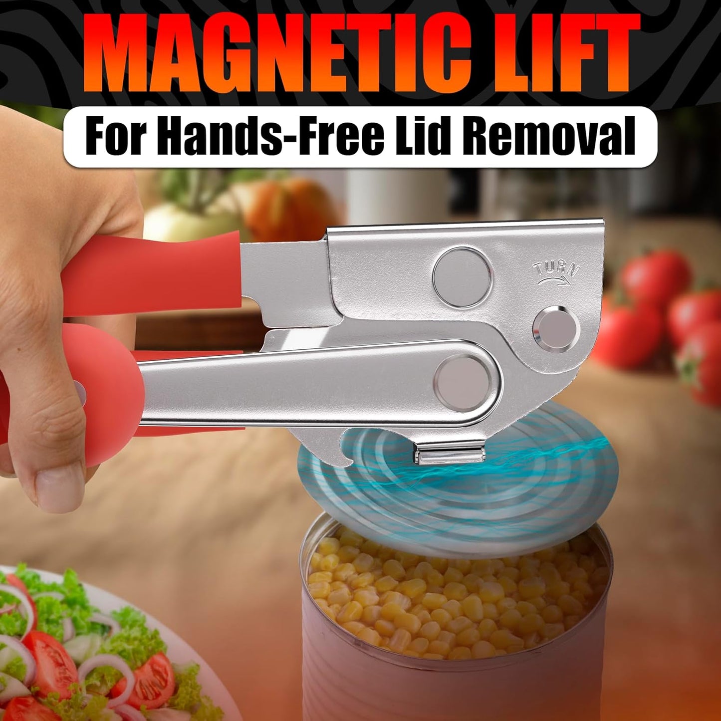 Heavy Duty Commercial Can Opener – Stainless Steel Can Opener for Large & Small Cans, Manual 360° Smooth Crank with Ergonomic Long Handles, Non-Slip Grip, 2-in-1 Bottle Opener for Restaurants & Home