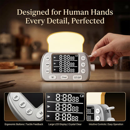 Digital Kitchen Timer for Cooking - 3-Channel Magnetic Countdown Timers with Memory Preset for Baking, Toaster, Eggs Includes Memo Notes (White)