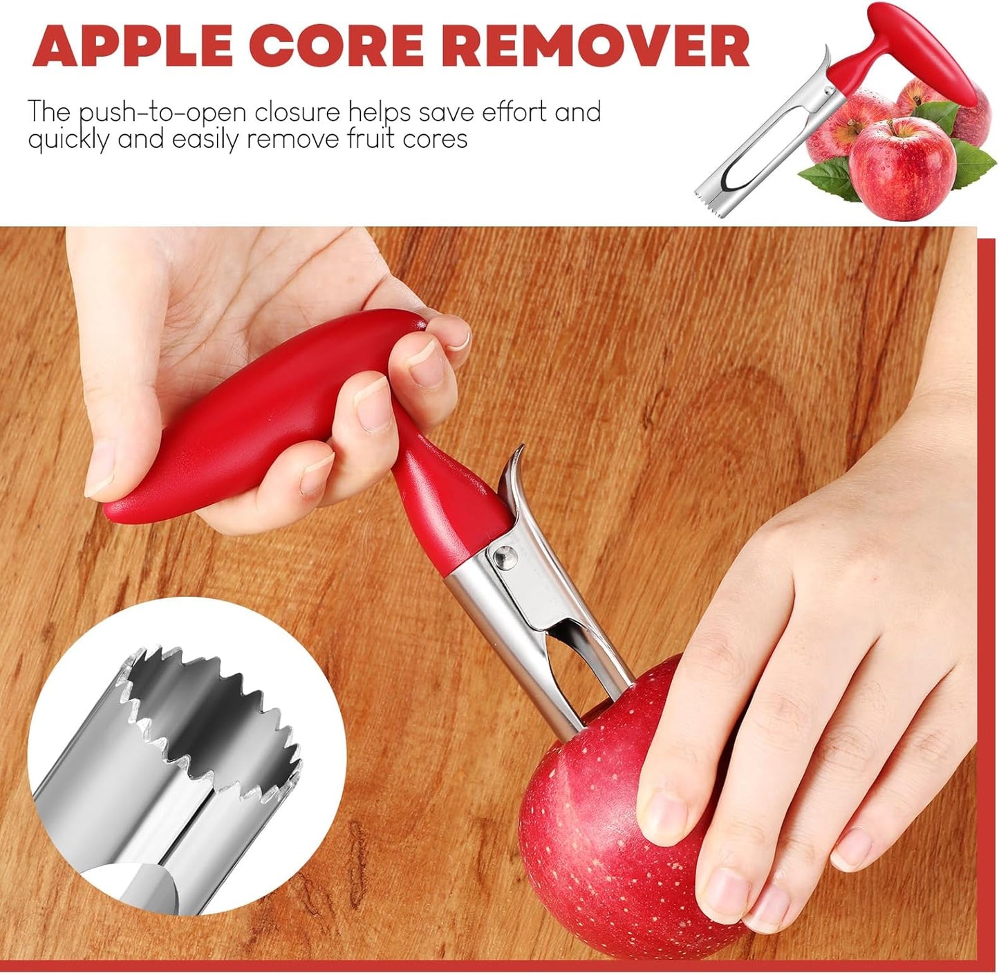 Lasnten Set of 2 Apple Slicer and Corer Set Stainless Apple Corer Apple Core Remover with Non Slip Handles Apple Cutter Apple Slicer 12 Slices for Kitchen Tomato Pear Peach Cutting