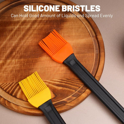 AmoreAngel CRAFTS 14 Inch Two Tone Silicone Basting Brush, Grill Brush with Non Slip Grip Long Handle, Kitchen Brush for BBQ, Grilling, Baking, Roasting, Saucing