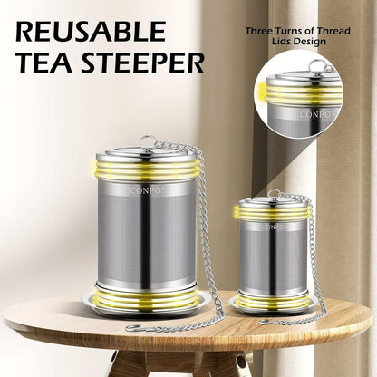 2 Pack Reusable Tea Steeper Extra Fine Mesh Tea Infuser Stainless Steel Tea Strainer for Loose Leaf Tea