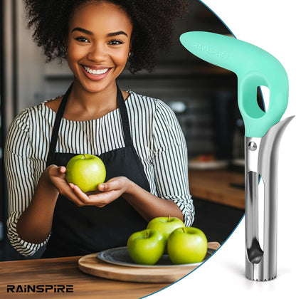 Rainspire Apple Corer Tool Kitchen Apple Core Remover Stainless Steel Comfortable Nonslip Handle, Dishwasher Safe, Red