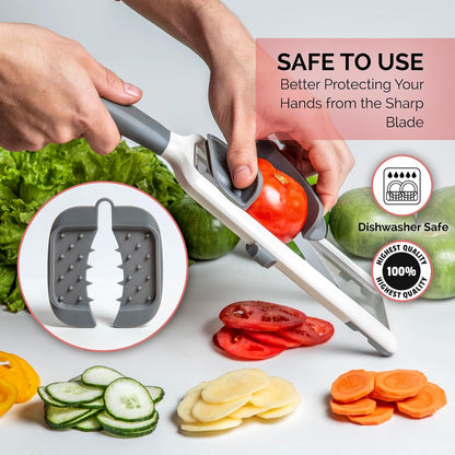 Multi Handheld Mandoline Slicer - Adjustable Stainless Steel Blades, Comfort Grip, Safety Features, Dishwasher Safe Easy to Clean Ideal for Fast and Precise Slicing of Fruits and Vegetables