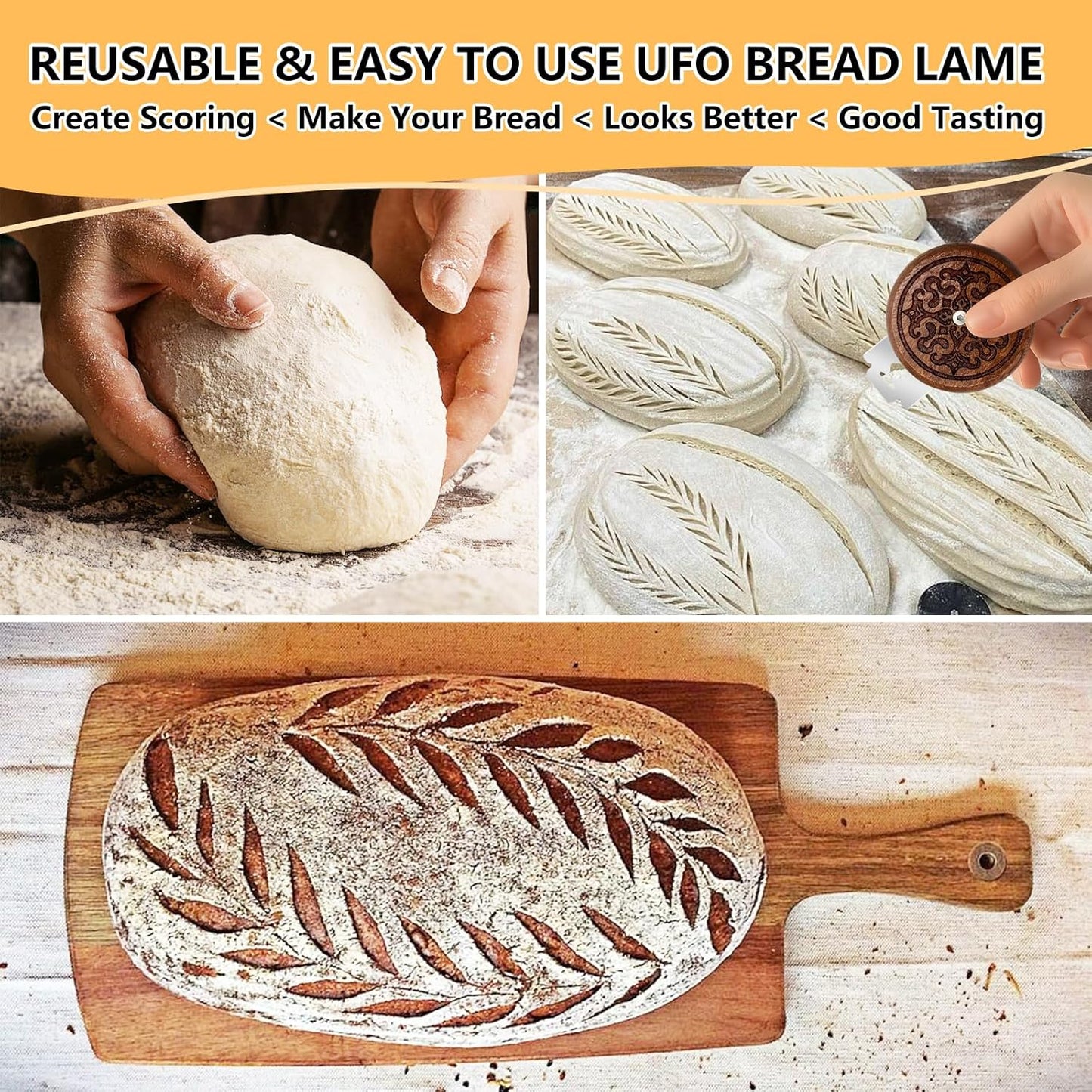 UFO Bread Lame Dough Scoring Tool - Professional Sourdough scoring tool for Sourdough Bread Baking & Bread Making Tools - Sourdough Bread Baking Supplies for Bread Baking Gifts