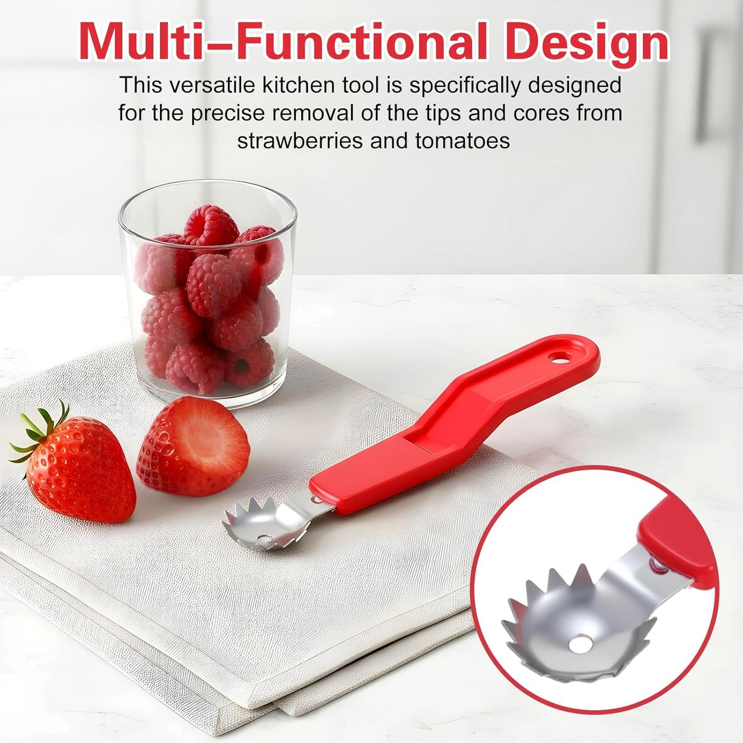 4 Pcs Strawberry Huller, Strawberry Corer Tool, Stainless Steel Strawberrys Stem Remover, Efficient Fruit Corer Tool for Kitchen for Tomato Preparation