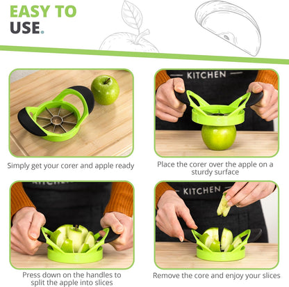 Oliver's Kitchen ® Apple Corer & Slicer - Our Fruit Cutter Is The Easy Way to Get Your 5 a Day - This Time Saving Apple Cutter Effortlessly Slices Fruit - Comfortable Non-Slip Handle - No More Knives!