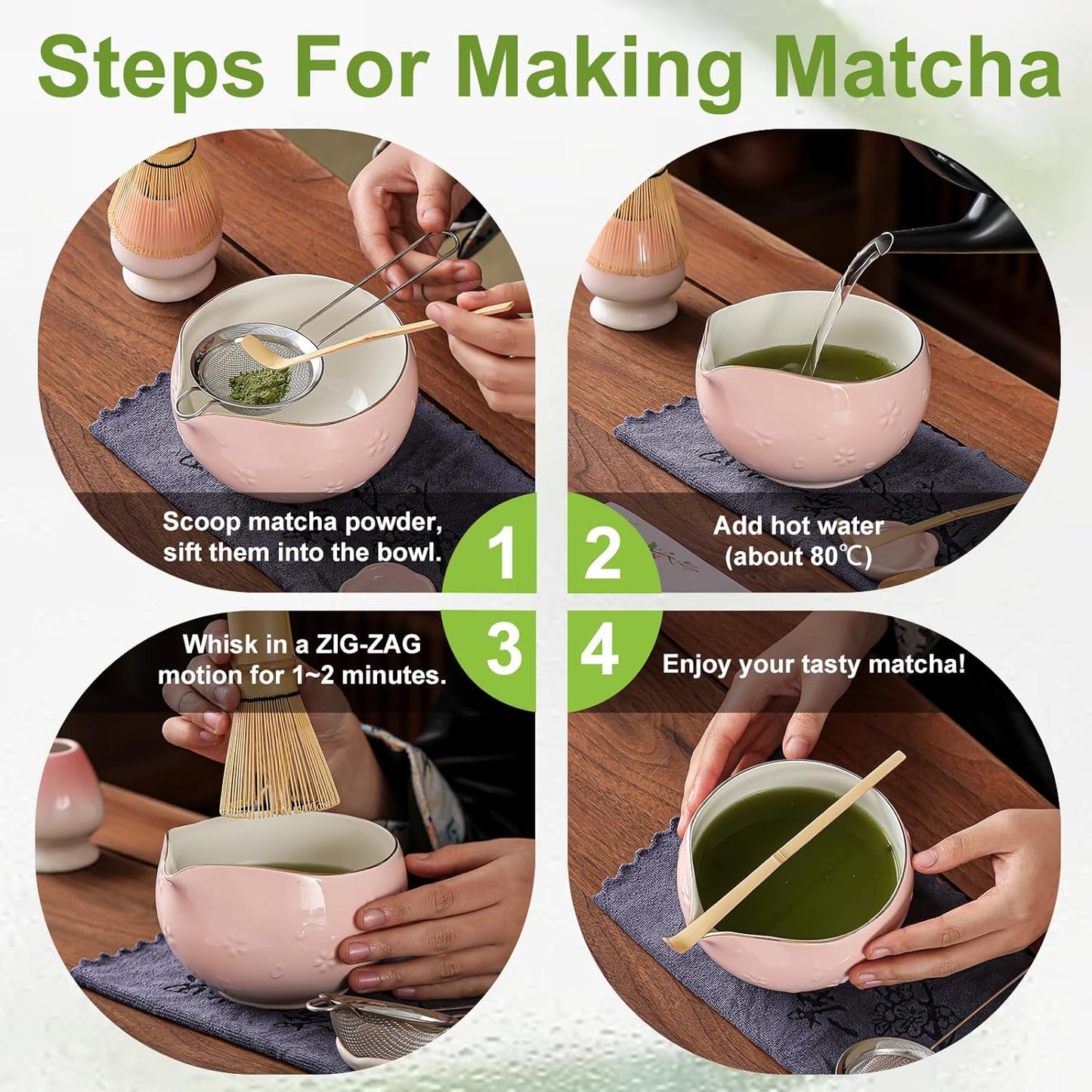 Clay&Fire Matcha Whisk Set, 9 pcs Ceramic Matcha Set, Gifts for Women,Matcha Bowl with Spout and Whisk, Matcha Kit for Matcha Lovers, Gift Mother's Day, Birthday, Anniversary