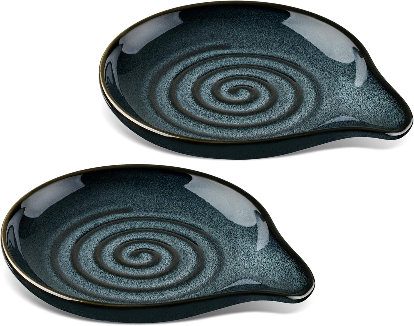 HaWare Spoon Rest for Stove Top, 5.1" Ceramic Spoon Holder for Kitchen Utensils, Coffee Spoons, Spatula, Heat-Resistant Cooking Utensil Rest for Kitchen Counter Decor, Ink Blue