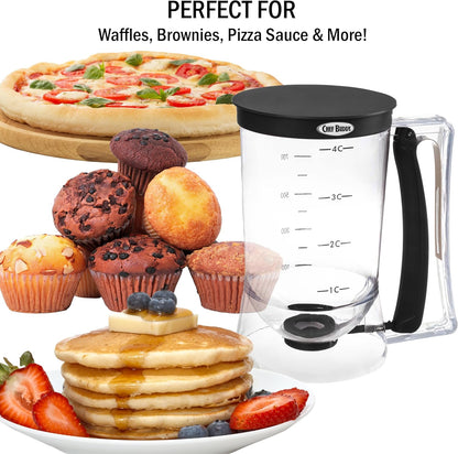 Pancake Batter Dispenser - 4-Cup Batter Dispenser with Squeeze Handle for Pancakes, Waffles, Muffins, and Crepes - Baking Tools (Purple)