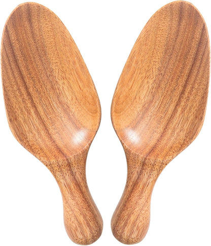 Big Coffee Scoop Shovel, 2pcs Large Ground Coffee Scoop, Wooden Bean Salt Spoons, Wood Serving Spoons for Beans Powder Sugar from Big Jars Canisters, Multifunctional Kitchen Scoop