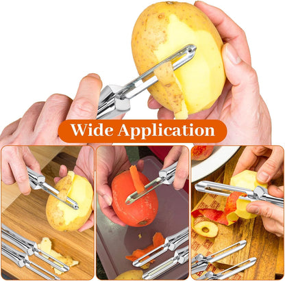 Molain 3 Pack Potato Peelers for Kitchen, Stainless Steel Swivel Vegetable Peelers Fruit Carrot Potato Peeler with Ergonomic Handle Potatoes Peeler Dishwasher Safe