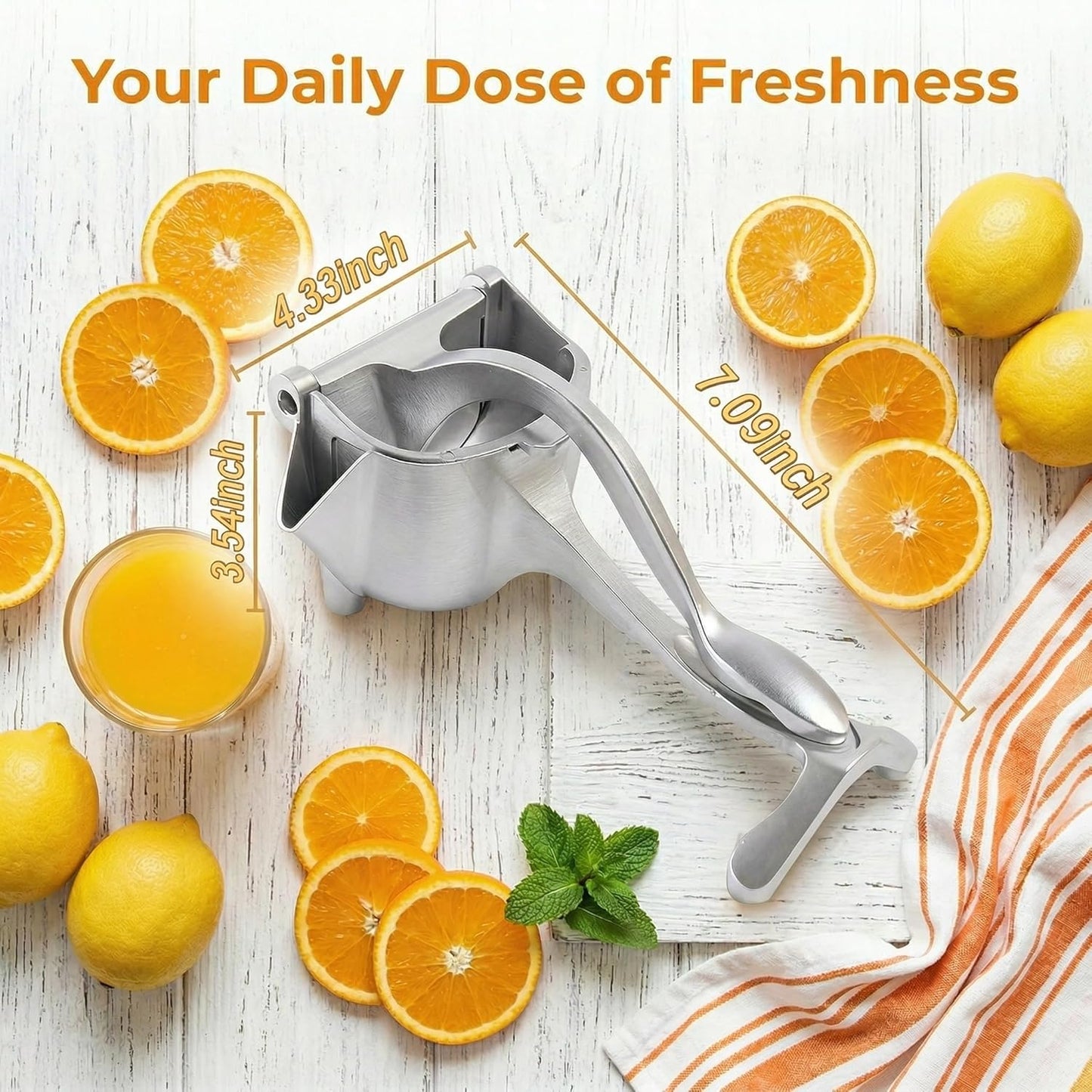 2026 New Model Manual Juicer Press, Aluminum Alloy Lemon Squeezer & Citrus Pomegranate Grapefruit Extractor, 0.6L Capacity, Ergonomic Non-Slip Grip for Easy Cleaning, Kitchen Juice Tool.
