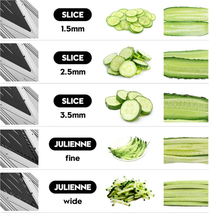 Supernal 5-in-1 Adjustable Mandoline Slicer for Kitchen,Stainless Steel Vegetable Cutter with Cut-Resistant Gloves,Safe & Durable Mandolin Slicer for Potato,Tomato,Carrot,Onion,and More