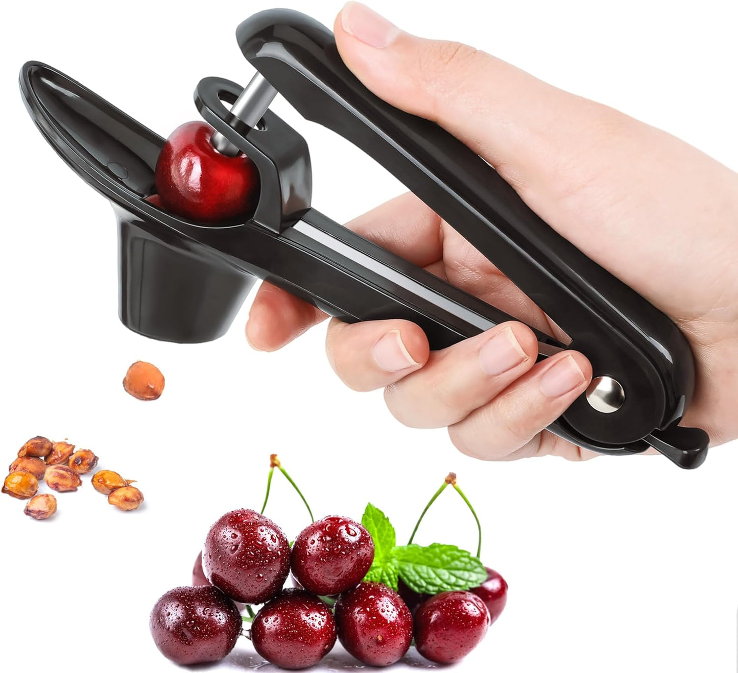 EWPJDK Cherry Pitter Tool Pit Remover Heavy-Duty Stainless Steel Olive Pitter Tool for Making Cherry Jam (Black)