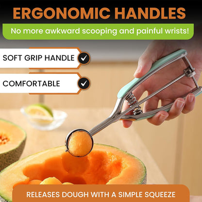 Spring Chef Large #20 Stainless Steel Cookie Scoop for Baking - Melon Baller - Multifunctional 2.93 Tbsp Cookie Scooper with Trigger Release for Ice Cream, Meatball, Cupcake, Muffin - Mint