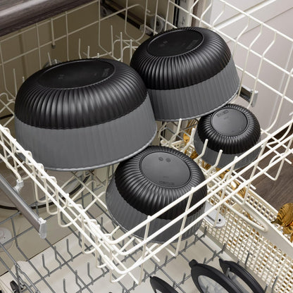 Dora Mixing Bowls with Lids Set, Nesting Kitchen Prep Bowls, BPA Free, Microwave & Dishwasher Safe, Food Prep and Storage Bowl Set – Black