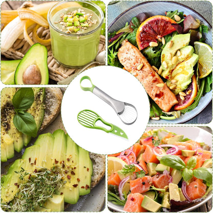 2-Piece Kitchen Gadget Set for Avocado Preparation, Avocado Slicer Tool, Avocado Cutter with Stainless Steel Blade, Ergonomic Handle Design for Easy Slicing and Pitting