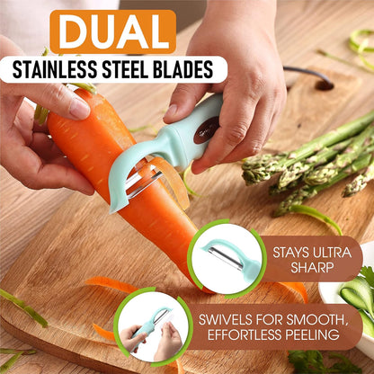 Spring Chef Premium Swivel Vegetable Peeler, Soft Grip Handle and Ultra Sharp Stainless Steel Blades - Perfect Kitchen Peeler For Veggie, Fruit, Potato, Carrot, Apple - Pink Lemonade