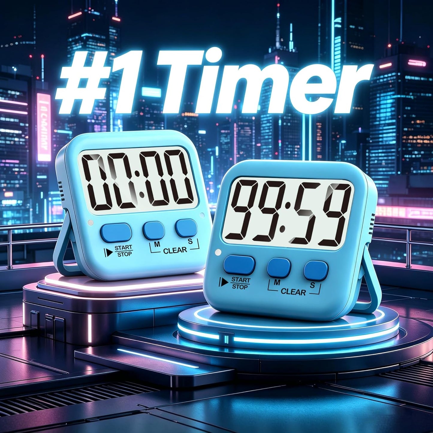 Antonki 2 Pack Digital Timer for Kids, Magnetic Countdown Kitchen Timers for Cooking, Egg, Classroom, Teacher, Exercise, Study, Oven - Battery Included