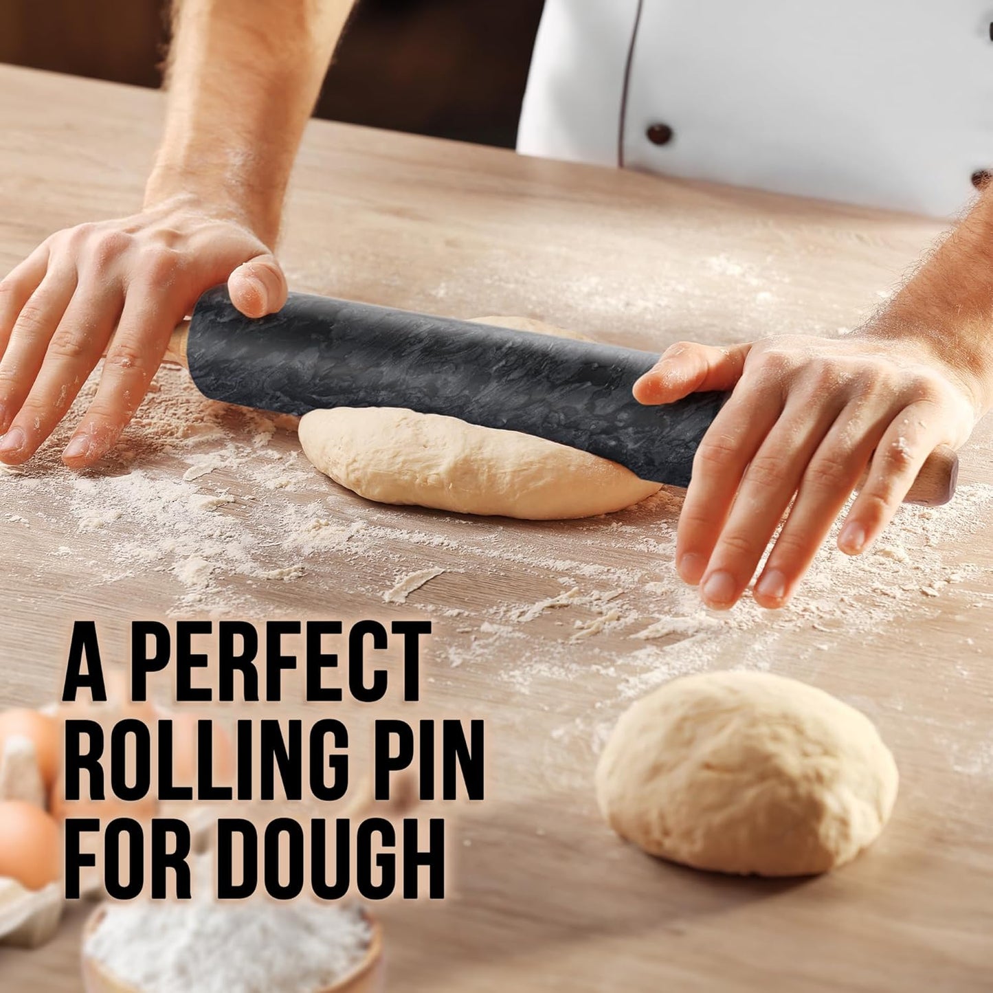 Zulay Kitchen 15.9 inch Professional Stainless Steel Rolling Pin - Lightweight Metal French Rolling Pin - Perfect for Baking, Fondant, Pizza Dough Roller, Dumpling