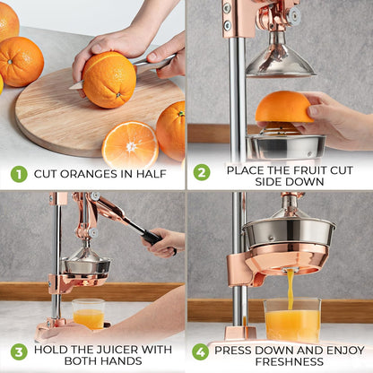 Zulay Kitchen Cast Iron Juicer - Heavy Duty Manual Juicer with Detachable Strainers for Easy Cleaning, Orange Juice Press for Citrus Fruits, Perfect for Bartenders, Juice Lovers & Health Enthusiasts