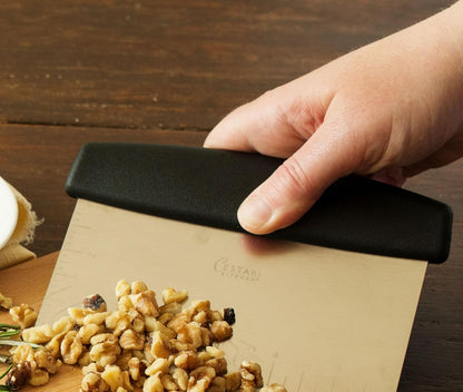 Cestari Dough Scraper Bench Knife: Professional Quality Heavy Duty Stainless Steel Bench Scraper, Chopper, Cutter - Perfect for Pastry, Nuts, Herbs, Chocolate, Pizza Dough, Soap, Bread Baking