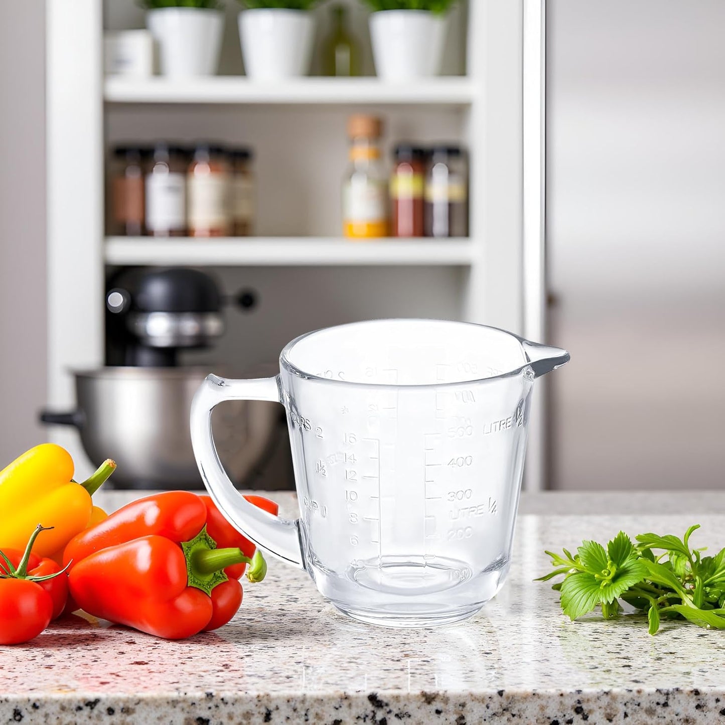 Left Handed Glass Measuring Cups for Left Hand People(2-Cup, 500 ml)