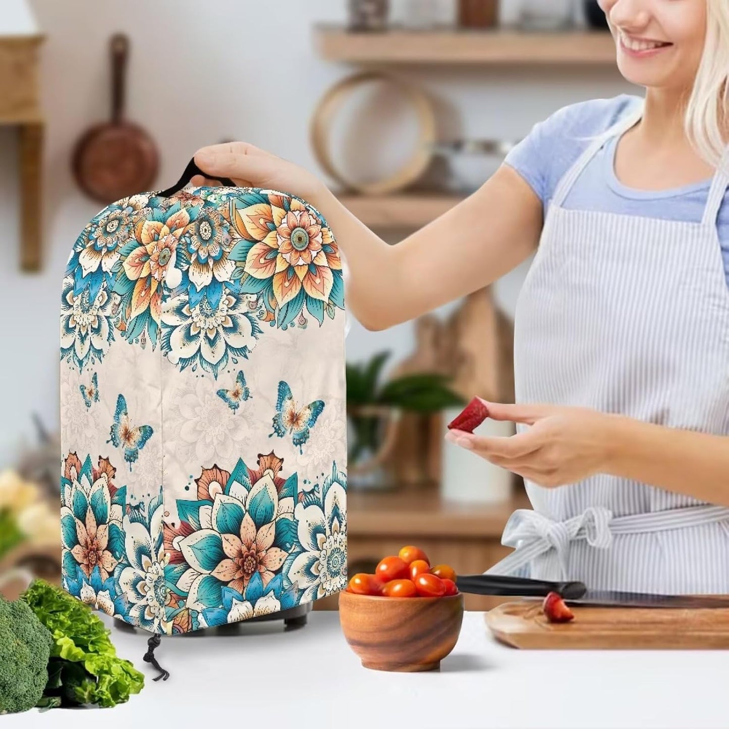 Coffee Pastry Blender Dust Cover with Drawstring Field Stand Mixer or Coffee Maker Cover Anti Fingerprint Polyester Appliance for Home Kitchen Decor