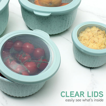 COOK WITH COLOR Prep Bowls with Lids- Wide and Deep Nesting Plastic Small Mixing Bowl Set with Lids, 8 Piece Set - Wide Bowls, Blue