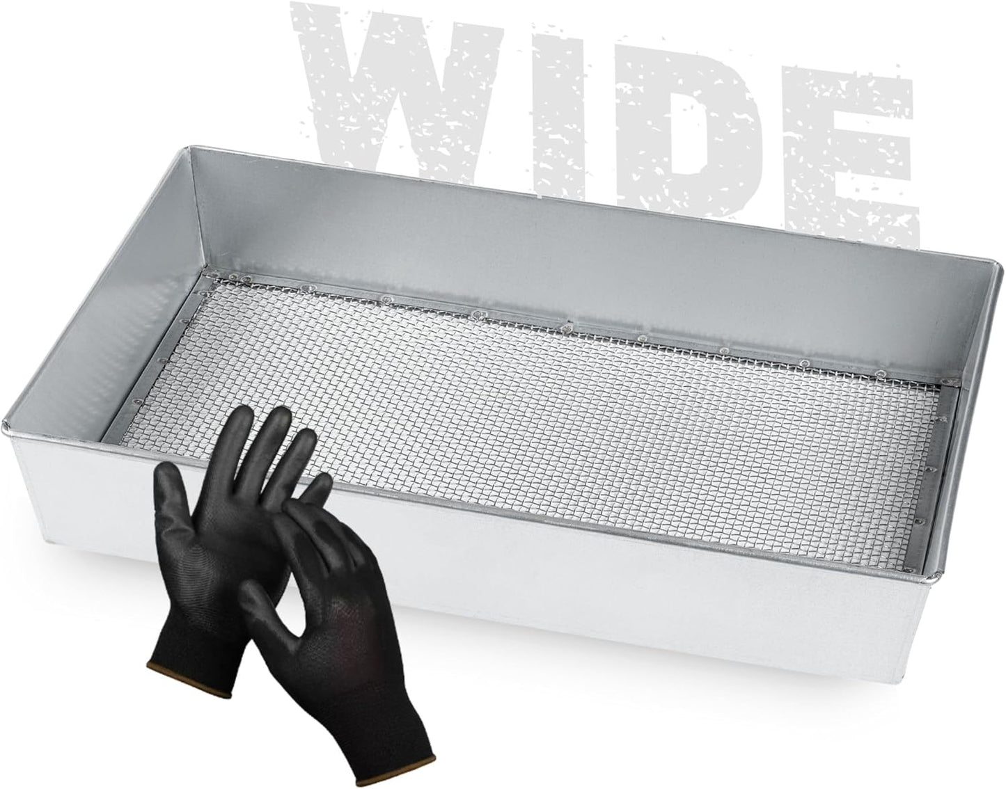 Soil Sifter, Wide Size (17.5 x 11.5 inches) with 1/4-inch Mesh, Garden Sieve for Dirt, Sand, Rocks, and Compost