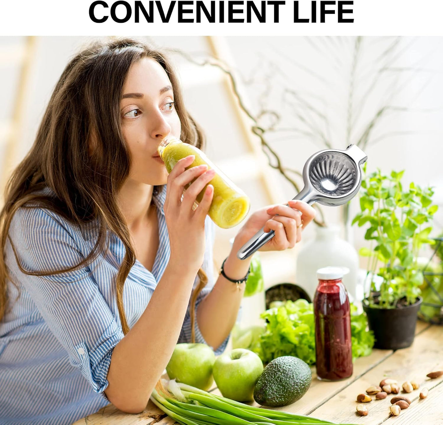 Vakoo 2-in-1 Lemon Squeezer - Heavy-Duty, Rust-Resistant Manual Juicer for Lemon, Lime & Citrus, Easy to Use & Clean, Kitchen Essential - Yellow & Green