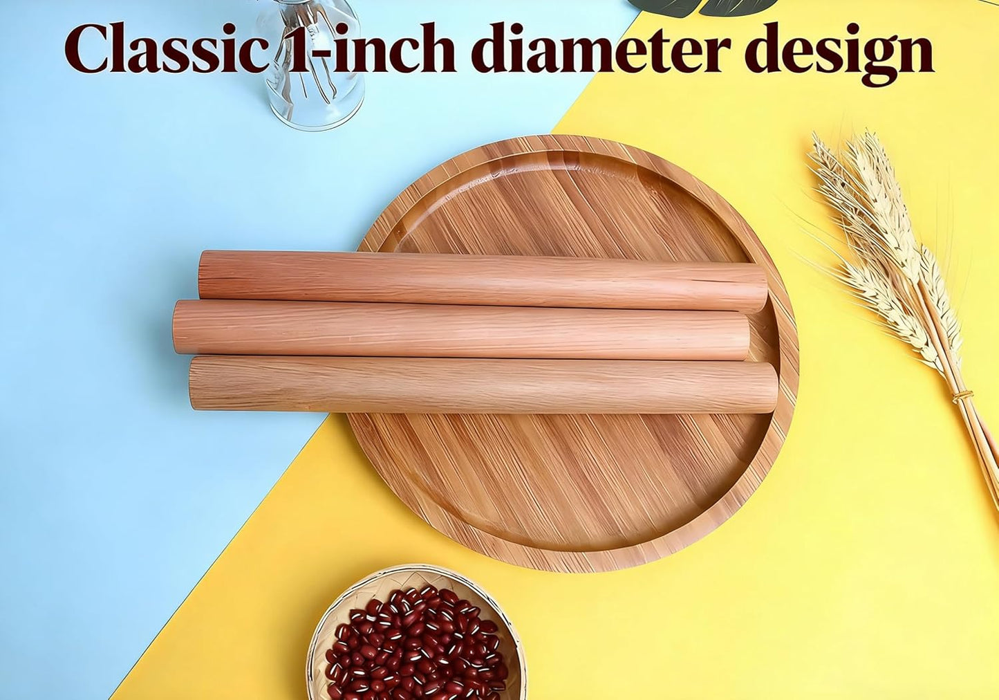 3-Pack 10-Inch Wooden Rolling Pins – Classic 1-Inch Diameter Baking Tools for Dough & Pastry