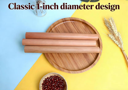 3-Pack 10-Inch Wooden Rolling Pins – Classic 1-Inch Diameter Baking Tools for Dough & Pastry