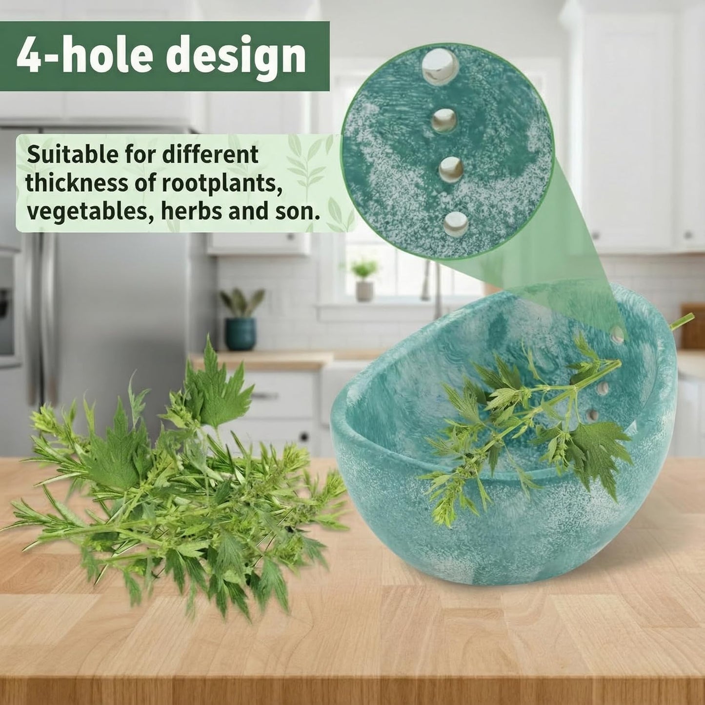 Handmade Ceramic Herb Stripper Bowl, Pottery Herb Stripping Bowl Peeling Cup with Different Hole Sizes for Separating Leaves and Stems (White)