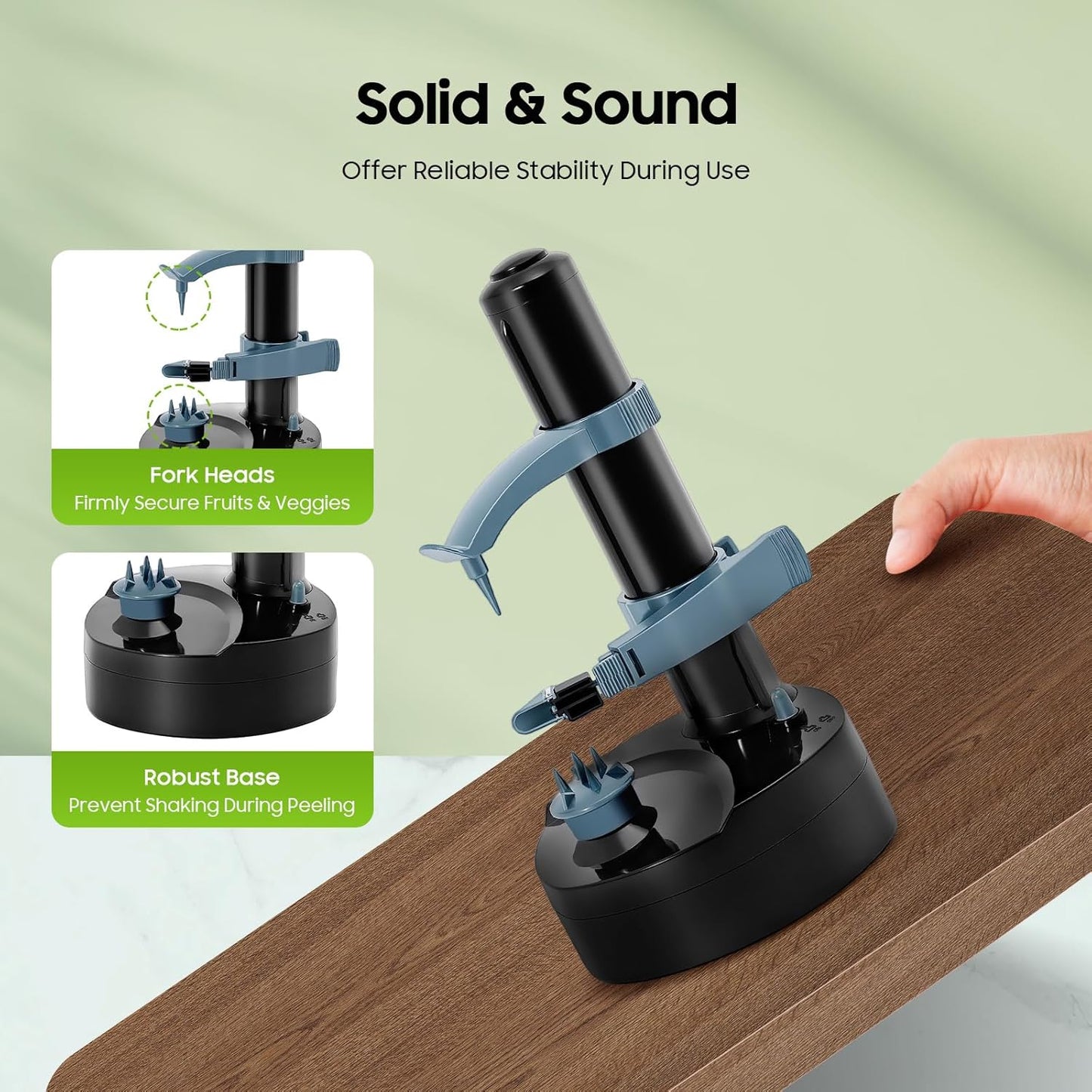Electric Potato Peeler Machine with 2 Spare Blades, Automatic Potato Peeler Stainless Steel Swivel Vegetable Fruits Fruit Potato Peeler, Apple Paring Machine Kitchen Peeling Tool