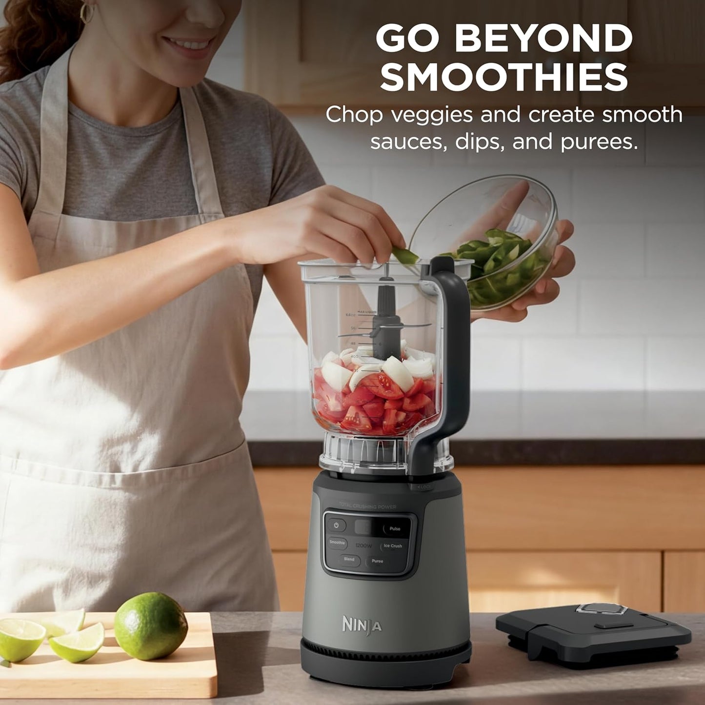 Ninja Kitchen System | All-in-One for Smoothies, Frozen Drinks, Veggie Chopper & More | With Full-Size Pitcher, 8 Cup Food Processor Bowl, (2) 18 oz. Cups, | 1200 Watt | Dark Grey | BR601AMZ