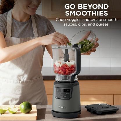 Ninja Kitchen System | All-in-One for Smoothies, Frozen Drinks, Veggie Chopper & More | With Full-Size Pitcher, 8 Cup Food Processor Bowl, (2) 18 oz. Cups, | 1200 Watt | Dark Grey | BR601AMZ
