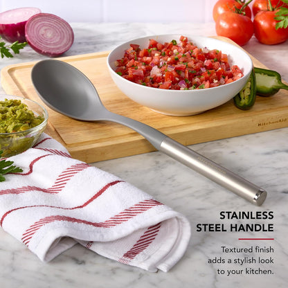 KitchenAid Spoon Spatula with Curved Edges and Stainless Steel Handle, Nonstick Safe, Durable, Dishwasher Safe