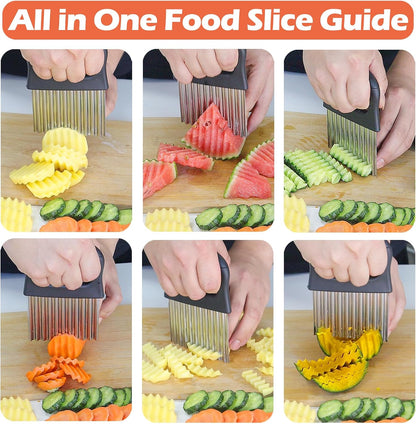 Hendiy Crinkle Cutter, Waffle Fry Cutter Stainless Steel French Fry Slicer Potato Cutting for Fries