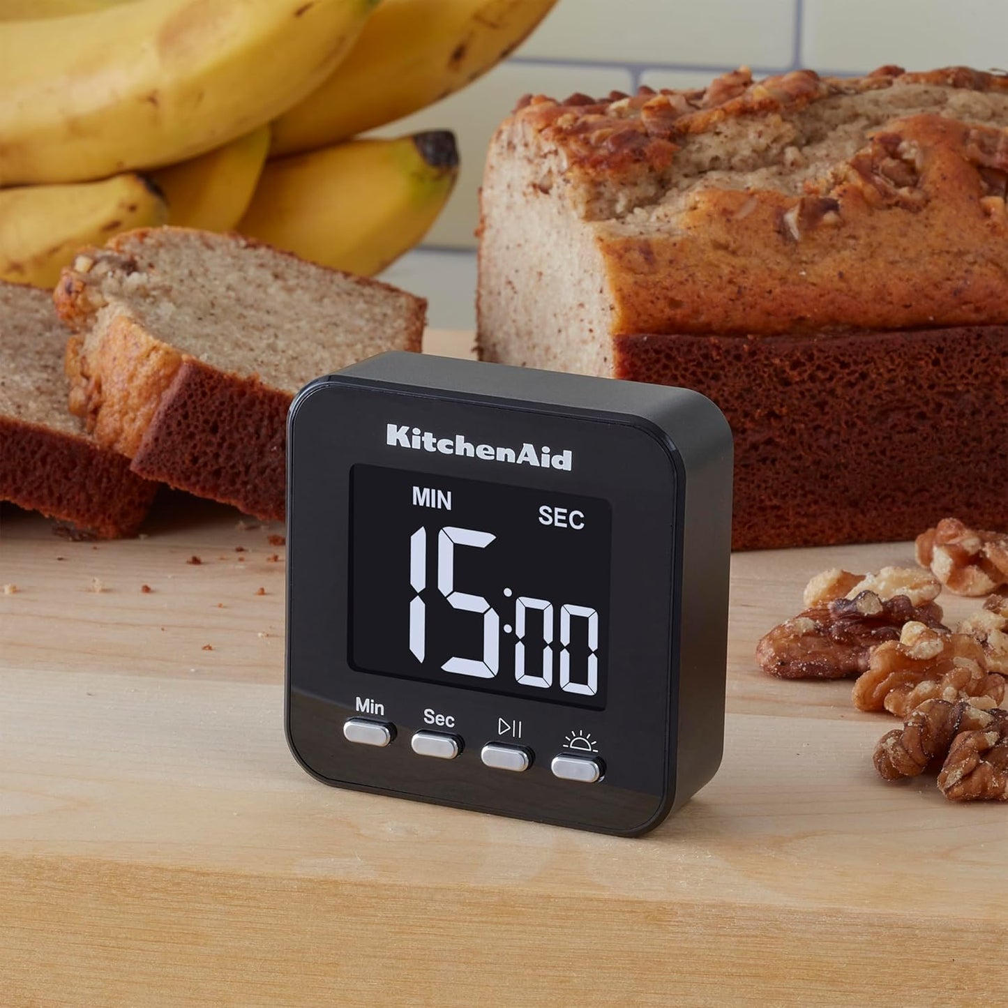 KitchenAid KQ912 99M Digital Single Event Magnetic Visual Timer with Backlight, Cooking, Classroom, Egg Timer, Black