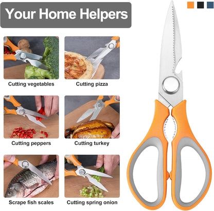 3-Pack Kitchen Shears Heavy Duty All Purpose Stainless Steel Scissors Dishwasher Safe Cooking for Meat, Chicken, Fish, Vegetable