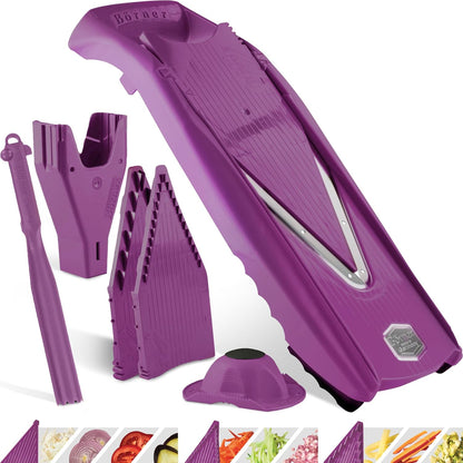 Börner Mandoline Slicer V5 (Professional Set) • Adjustable Vegetable Slicer (7-piece) • 10 Cutting Styles • Kitchen Slicer incl. Docking Station • Stainless Steel V-Blade • Color: Red