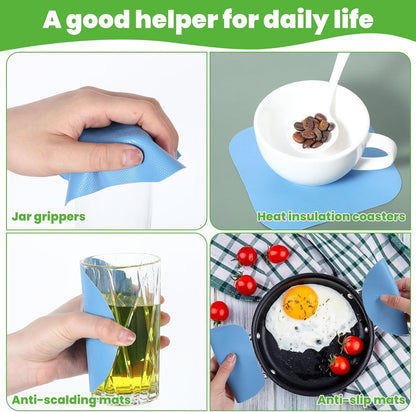 4 Pack Jar Opener, Silicone Bottle Opener Gripper Pads for Seniors with Arthritis, Green and Blue