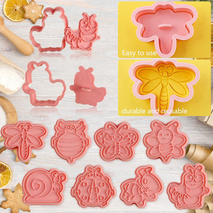 Animal Cookie Cutters With Plunger Stamps Set,8 Piece 3D Animal Embossing Cutters For Biscuit Fondant Cheese Baking Molds