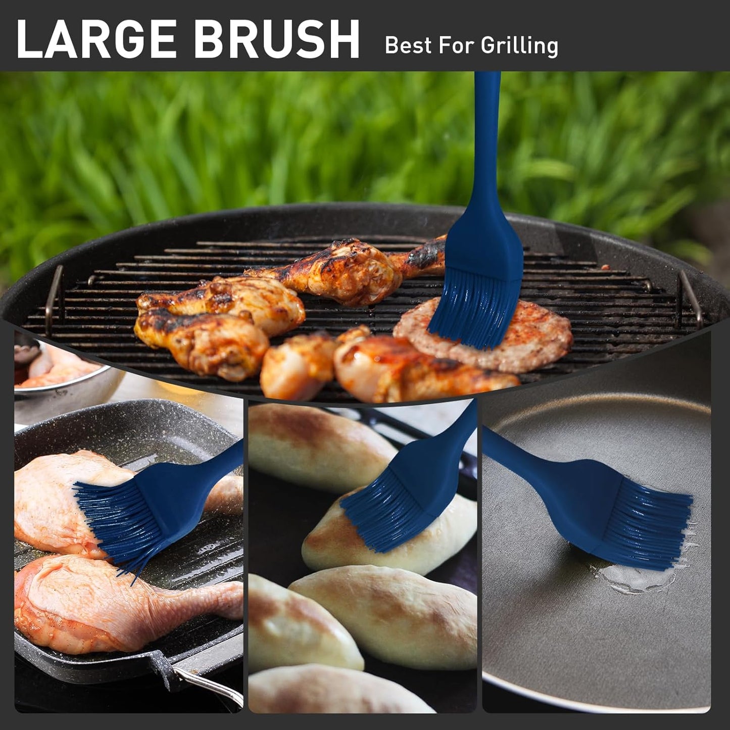 Begonia Silicone Basting Pastry Brush-2pcs Heat Resistant Cooking Brush for Oil, Sauce, Butter, BBQ, Grill and Marinade, BPA Free, Dishwasher Safe （Red）