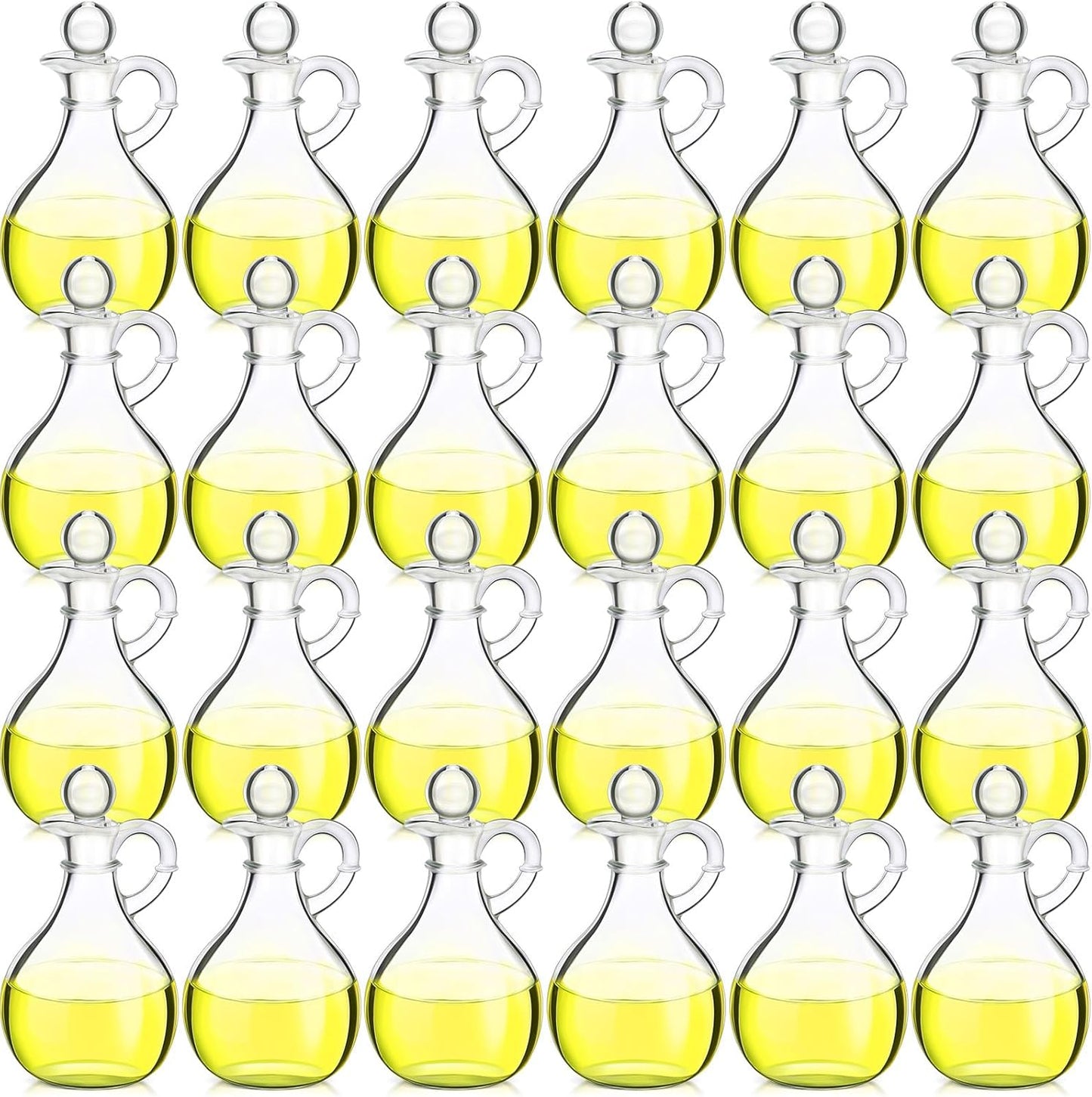 Zopeal 12 Pcs 12 oz Glass Oil Cruets with Stopper Bottle Vinegar Dispenser Small Salad Dressing Container Round Jar Glass Serving Syrup Bottles with Handle for Sauce Water Olive Oil