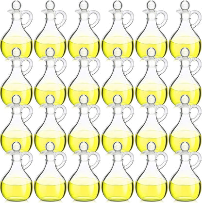 Zopeal 12 Pcs 12 oz Glass Oil Cruets with Stopper Bottle Vinegar Dispenser Small Salad Dressing Container Round Jar Glass Serving Syrup Bottles with Handle for Sauce Water Olive Oil