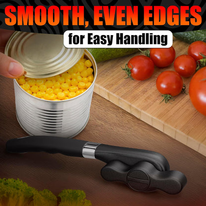 Can Opener Smooth Edge Side Cut – Stainless Steel Manual Can Opener with Ergonomic Handle, Handheld Can Openers for All Can Sizes, No Sharp Edges, Reusable Lid, Easy Turn Knob for Everyday Kitchen Use