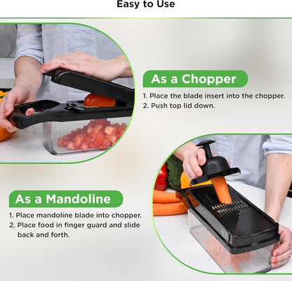 PrepNaturals Vegetable Chopper & Mandoline Slicer - 12 in 1, Blue/White
